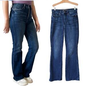 JUDY BLUE High Waist Bootcut Jeans Size 3/26 Dark Wash Embroidered Pocket